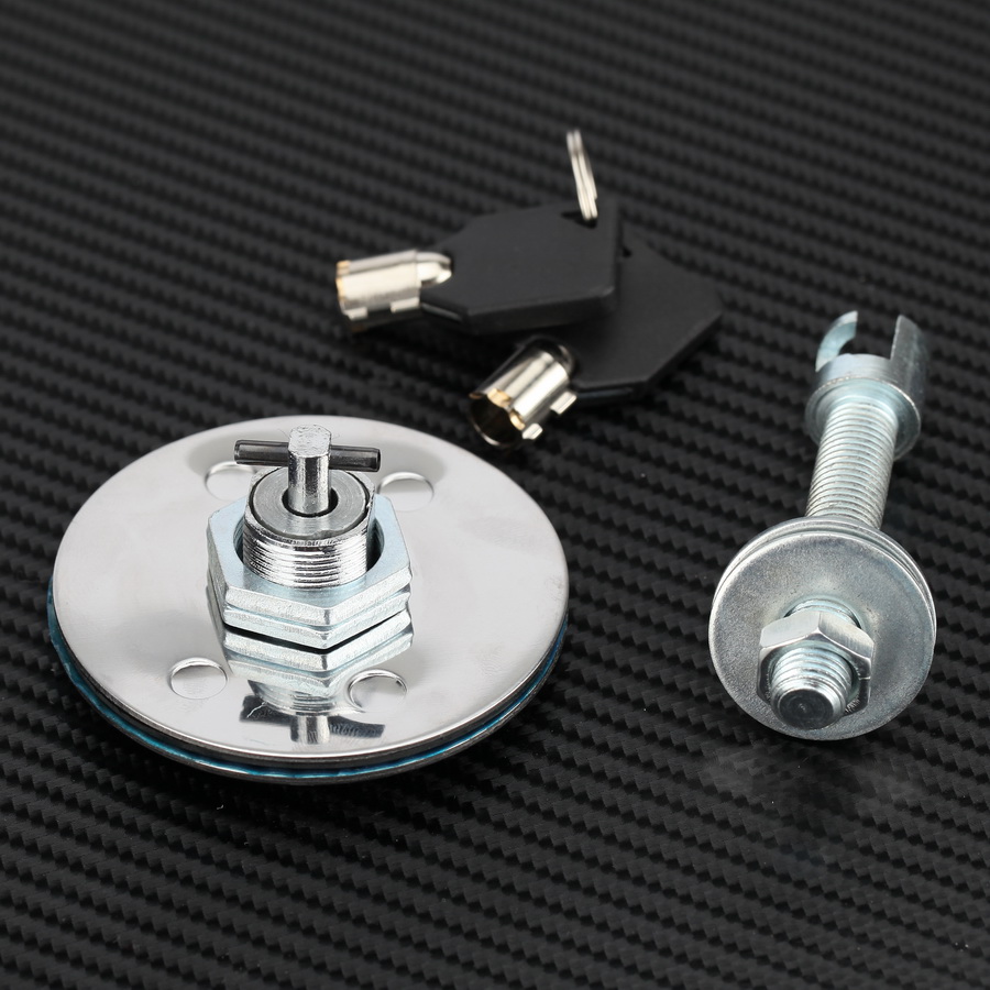 2x Carbon Fiber Round Car Racing Hood Lock Latch Pins Key Kit